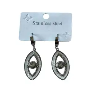 Gümüş Renk Göz Figürlü Çelik Küpe (Çift)