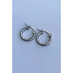 Gümüş Renk Halka Çelik Küpe (Çift)