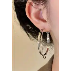 Gümüş Renk Halka Küpe (Çift)