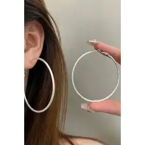 Gümüş Renk Halka Küpe (Çift)