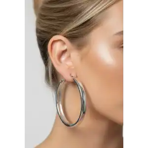 Gümüş Renk Halka Küpe (Çift)