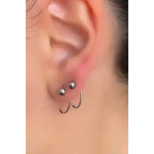 Gümüş Renk Halka Küpe (Çift)