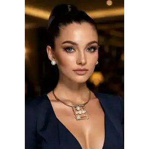 Gümüş Renk İnci Detaylı Tasarım Kolye