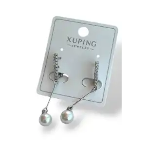 Gümüş Renk İnci Ve Taş Detaylı Çelik Xuping Küpe (Çift)