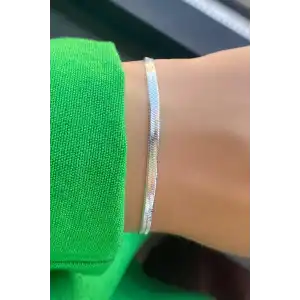 Gümüş Renk İtalyan Zincir Çelik Bileklik