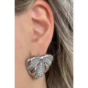 Gümüş Renk Kalp Figürlü Çelik Küpe (Çift)