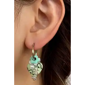 Gümüş Renk Kalp Figürlü Küpe (Çift)