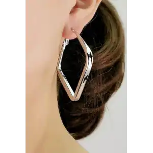 Gümüş Renk Kare Küpe (Çift)