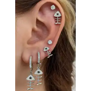 Gümüş Renk Karışık Figürlü 6lı Küpe Set