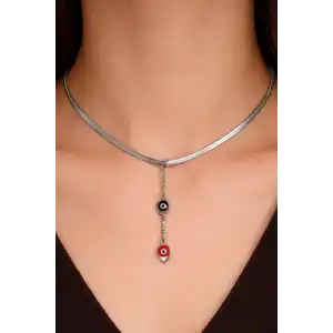 Gümüş Renk Karışık Figürlü Çelik Kolye