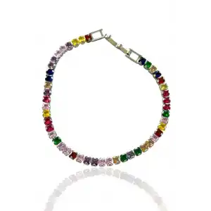 Gümüş Renk Karışık Taşlı Su Yolu Bileklik