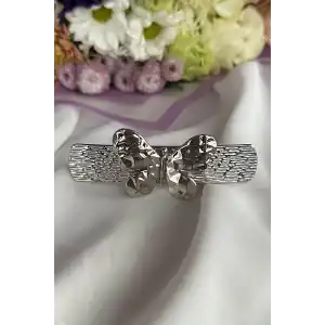 Gümüş Renk Kelebek Figürlü Metal Otomat Toka