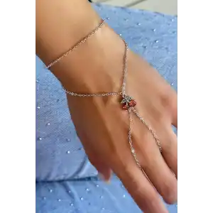 Gümüş Renk Kiraz Figürlü Taş Detaylı Şahmeran