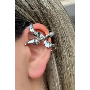 Gümüş Renk Kurdele Figürlü Kulak Aksesuar (Tek)