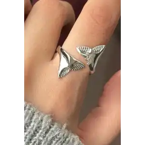 Gümüş Renk Kuyruk Figürlü Ayarlanabilir Yüzük