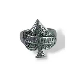 Gümüş Renk Maça Figürlü Ayarlanabilir Çelik Erkek Yüzük