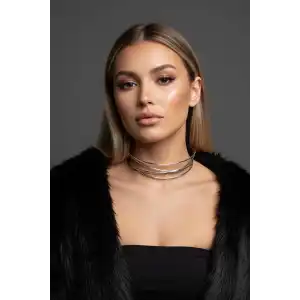 Gümüş Renk Metal Choker Kolye