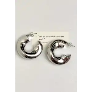 Gümüş Renk Metal Halka Küpe (Çift)