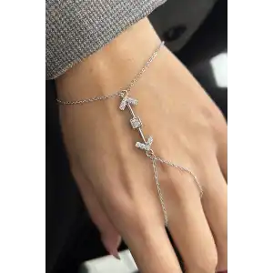 Gümüş Renk Ok Figürlü 14K Altın Kaplama TX Şahmeran