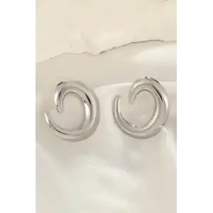 Gümüş Renk Oval Çelik Küpe (Çift)