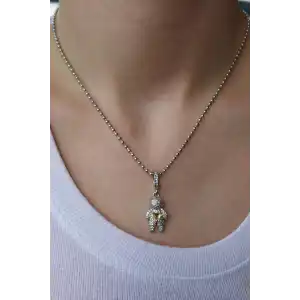 Gümüş Renk Sarı Taş Detaylı YSX Kolye