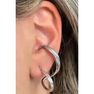 Gümüş Renk Sarmal Çelik Küpe (Çift)