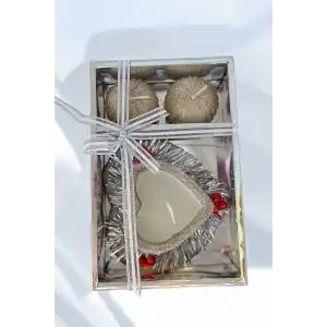 Gümüş Renk Sim Detaylı Dekoratif Mum