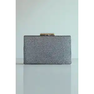 Gümüş Renk Simli Abiye Portföy Çanta