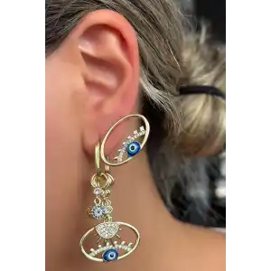 Gümüş Renk Taş Detaylı 3lü YSX Küpe Set