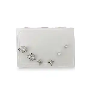 Gümüş  Renk Taş Detaylı 6lı Küpe Set