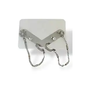 Gümüş Renk Taş Detaylı 6lı Küpe Set