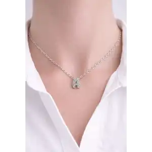 Gümüş Renk Taş Detaylı A Harfli Mini Çelik Kolye