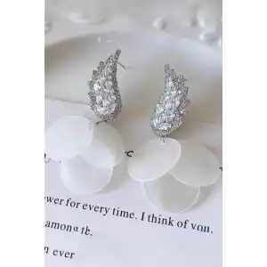 Gümüş Renk Taş Detaylı Abiye Küpe (Çift)