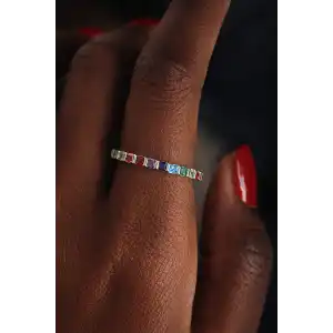 Gümüş Renk Taş Detaylı Ayarlanabilir Tamtur Yüzük