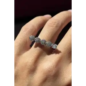 Gümüş Renk Taş Detaylı Ayarlanabilir Yüzük