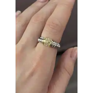 Gümüş Renk Taş Detaylı Ayarlanabilir Yüzük