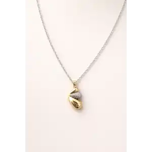 Gümüş Renk Taş Detaylı Çelik Kolye