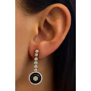 Gümüş Renk Taş Detaylı Çelik Küpe (Çift)