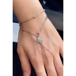 Gümüş Renk Taş Detaylı Çelik Şahmeran