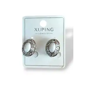 Gümüş Renk Taş Detaylı Çelik Xuping Küpe (Çift)