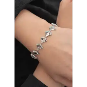 Gümüş Renk Taş Detaylı Çelik Xupıng VİP Bileklik