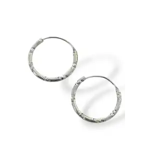 Gümüş Renk Taş Detaylı Halka Küpe (Çift)