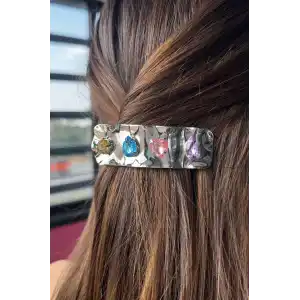 Gümüş Renk Taş Detaylı Otomat Toka