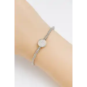 Gümüş Renk Taş Detaylı Bileklik