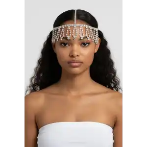 Gümüş Renk Taş Detaylı Saç Aksesuarı/Kına Aksesuarı