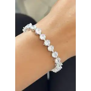 Gümüş Renk Taş Detaylı Su Yolu Bileklik