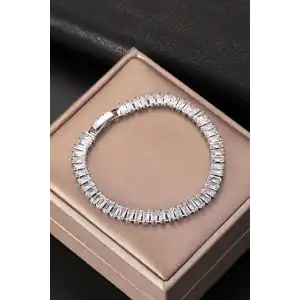 Gümüş Renk Taş Detaylı Su Yolu Bileklik