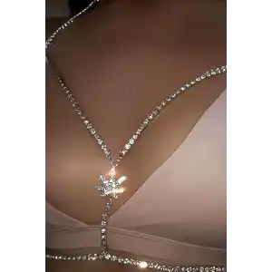 Gümüş Renk Taş Detaylı Tasarım Vücut Aksesuar