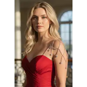 Gümüş Renk Taş Detaylı Tasarım Vücut Aksesuar