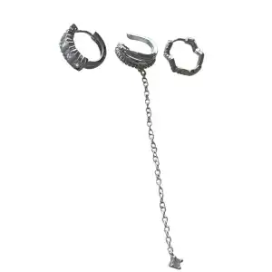 Gümüş Renk Taş Detaylı VİP 3lü YSX Küpe Set